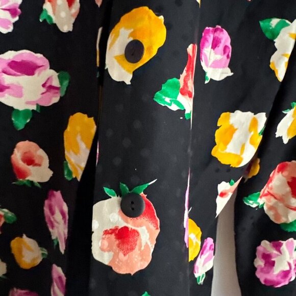 Vintage Silk Polka Dot Floral Blazer M - Picture 11 of 11